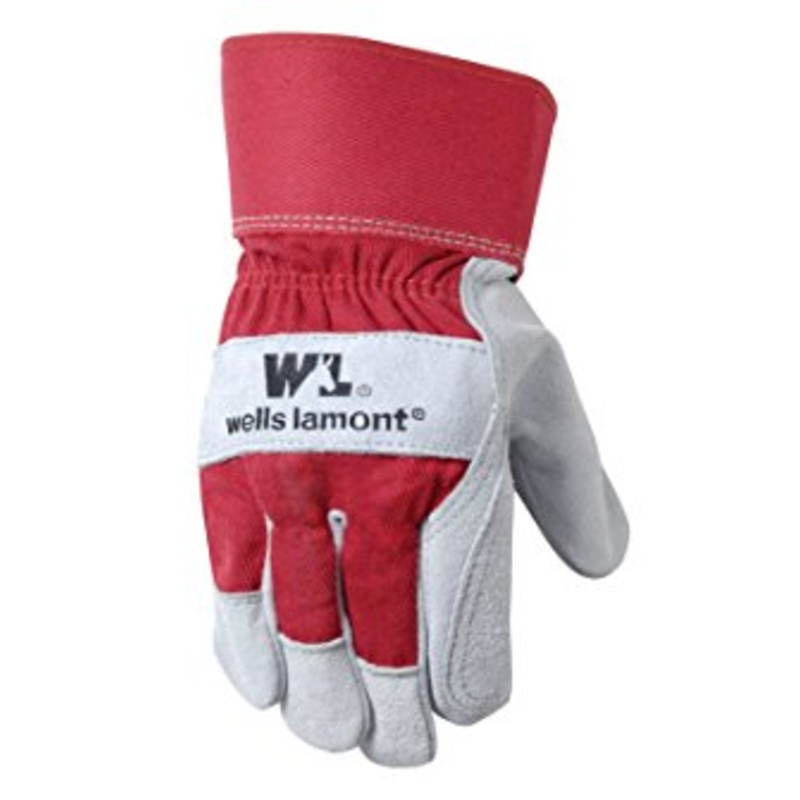 Wells Lamont Leather Work Gloves with Safety Cuff Double Palm Split Cowhide One Size