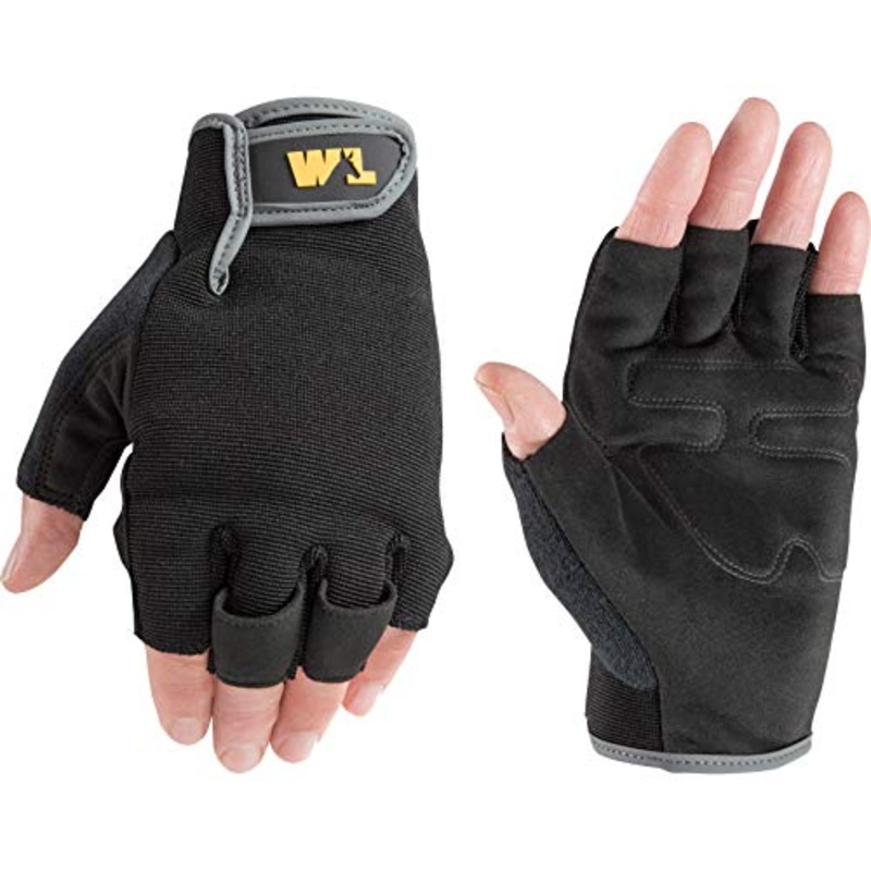 Wells Lamont Men’s Fingerless Synthetic Leather Palm Work Gloves Black Extra Large