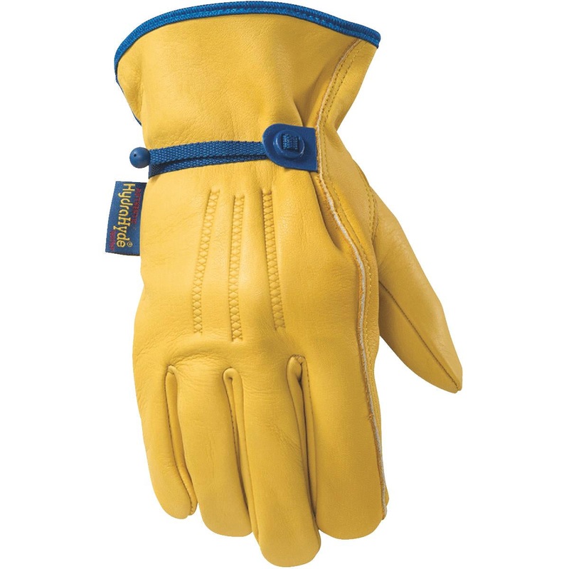 Wells Lamont Men’s Hydrahyde Full Leather Adjustable Work Gloves-Medium