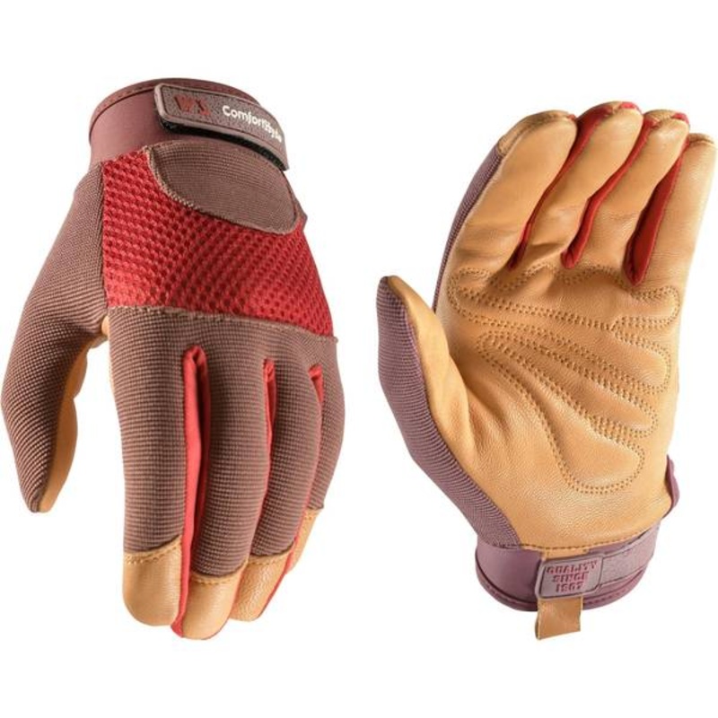 Wells Lamont Women’s Breathable ComfortHyde Leather Hybrid Work Gardening Gloves Large