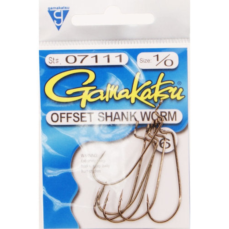 Gamakatsu – 07112 Worm Hook Offset Shank, Bronze 2/0 6 Pack