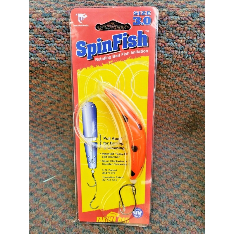 Yakima SpinFish 3.0 Rotten Orange, Riggged Salmon Fishing Lure