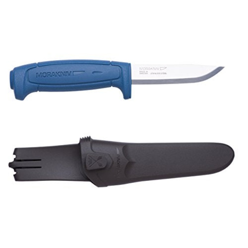 Morakniv Basic Stainless Steel Utility Knife with Sheath – Gray/Blue