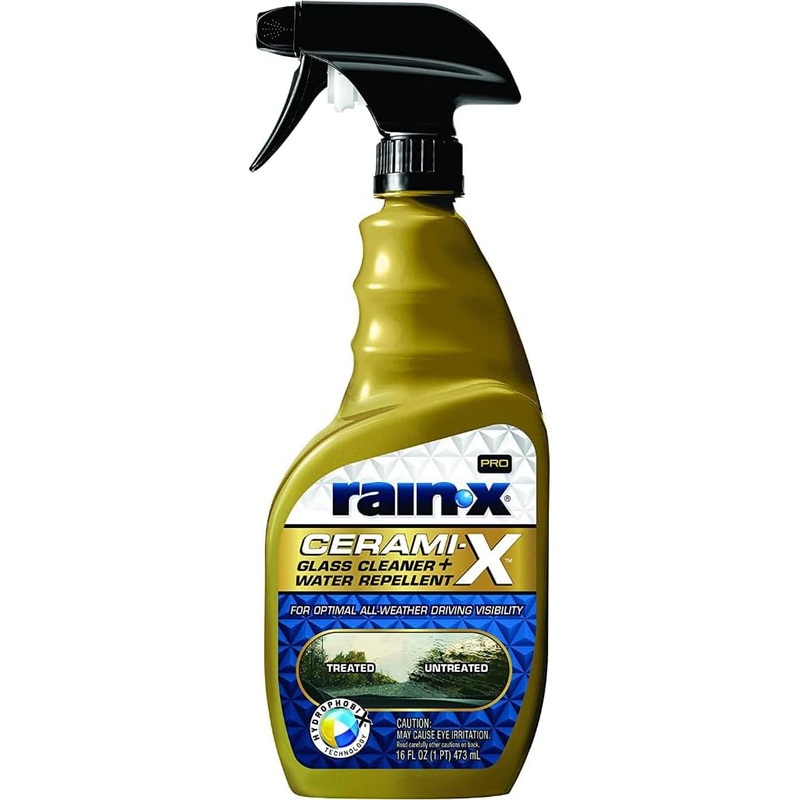 Rain-X  Cerami-X Glass Cleaner + Water Repellent, 16oz – Improved Haze-Free Formula for Enhanced Streak Free Clarity, Driving Visibility and Lasting Repellency