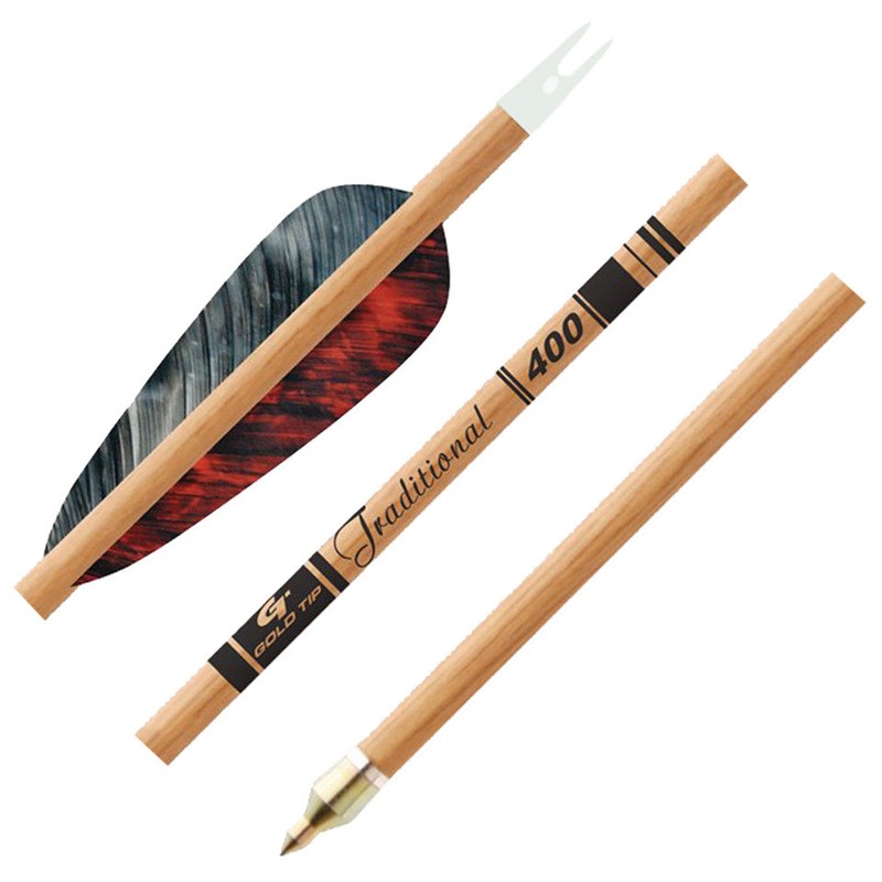 Gold Tip Traditional Arrows 400 4 Feathers (6 Pack)