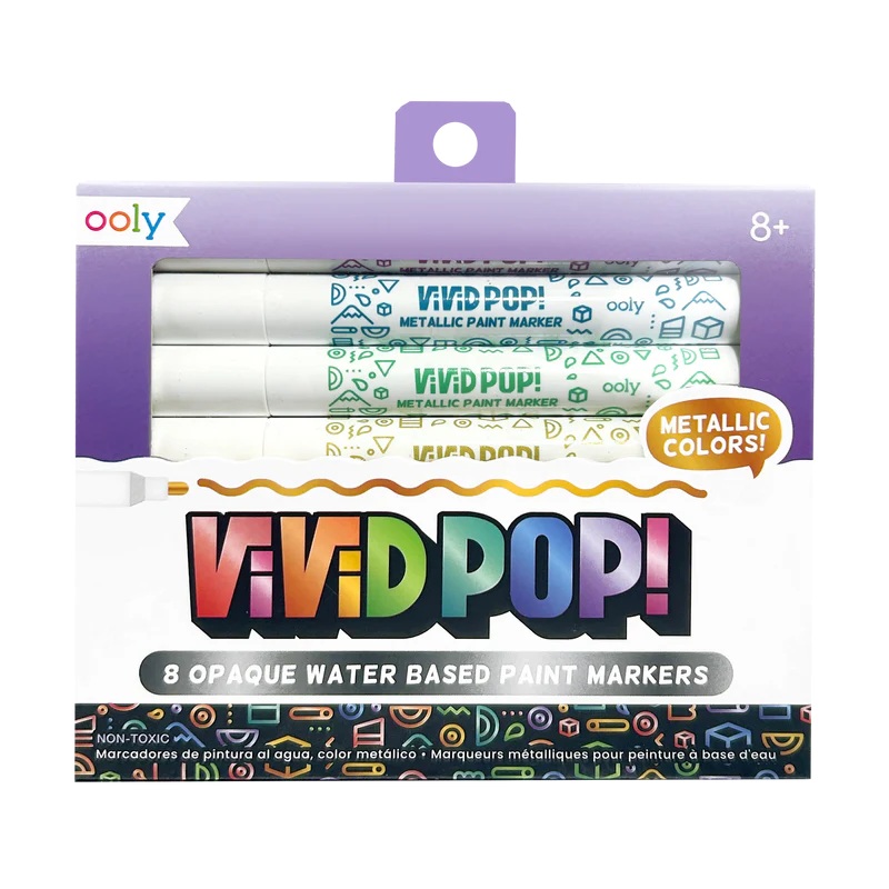 Ooly Vivid Pop! Water Based Paint Markers – Metallic (8 Set)