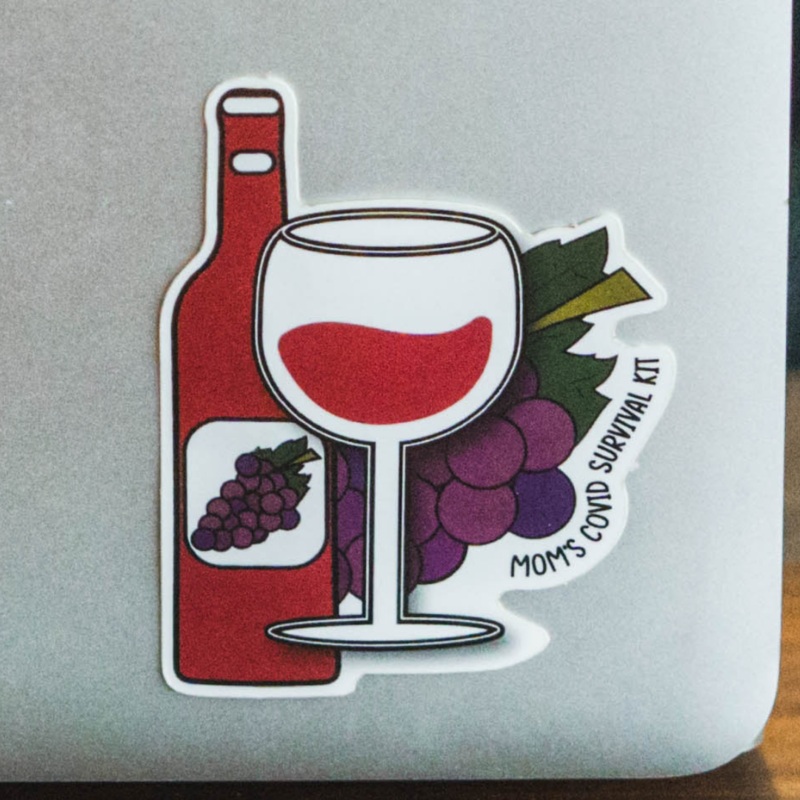 Mom’s  Survival Kit Wine Sticker