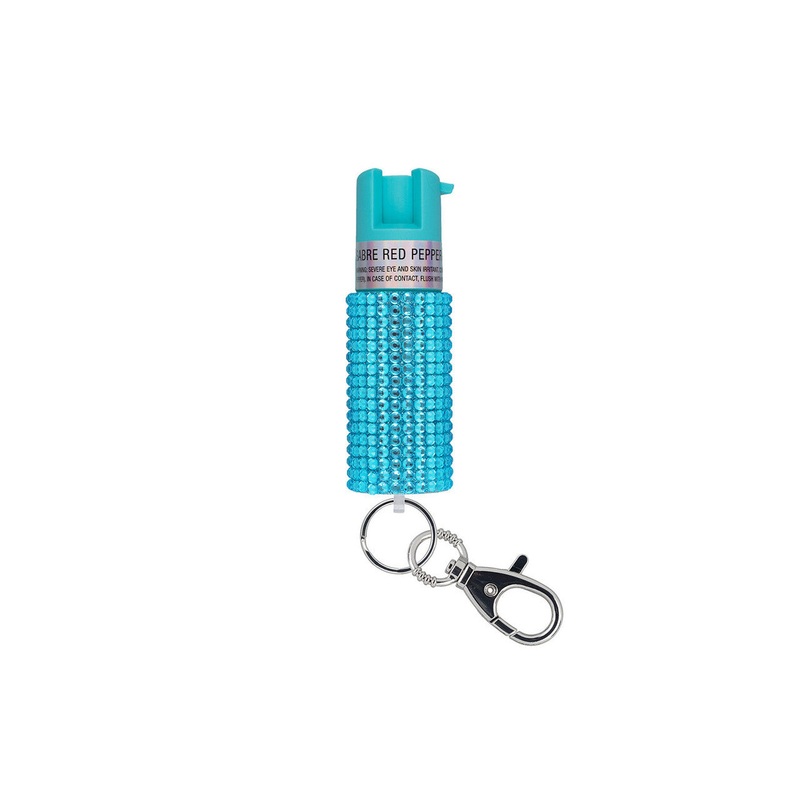 SABRE Pepper Spray w/ Jeweled Design & Snap Clip – Teal