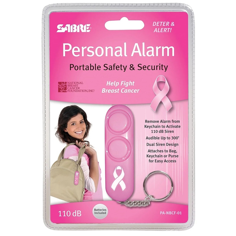 SABRE Personal Self-Defense Safety Alarm w/ Key Ring and LED Light – Pink