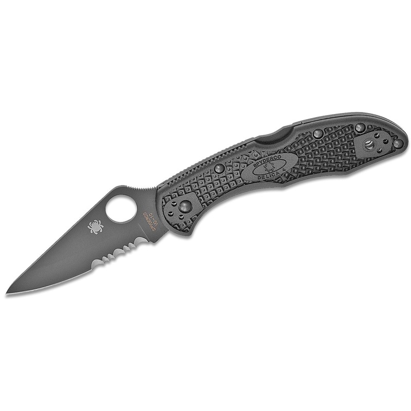Spyderco Delica 4 Folding Knife 2-7/8 VG10 Black Combo Blade