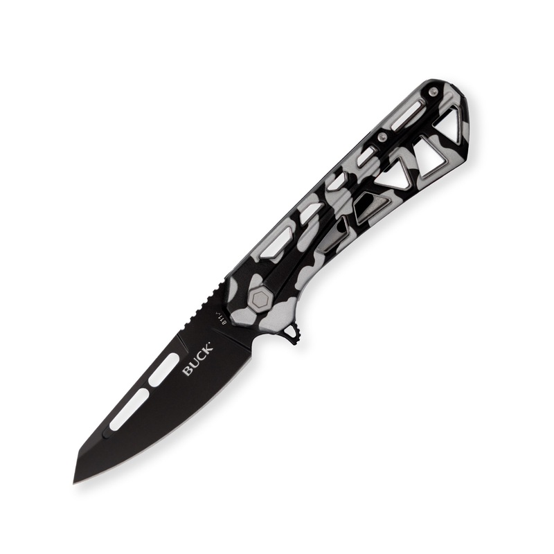 Buck 811 Trace Ops Tanto Knife – Black/Gray Camo