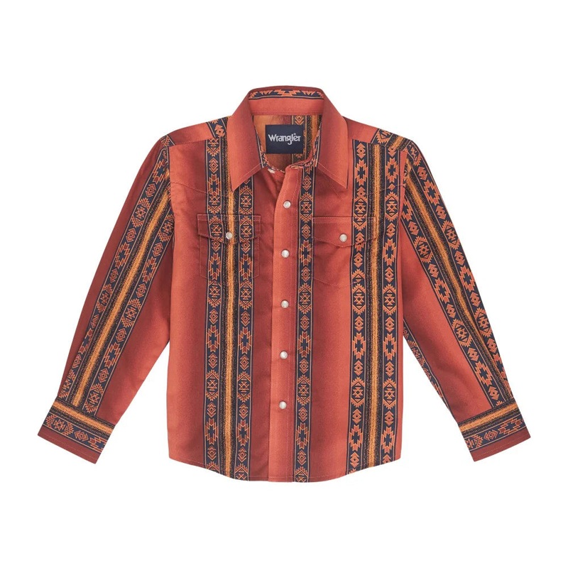Wrangler Boys XXL Checotah Rust Snap Button Shirt