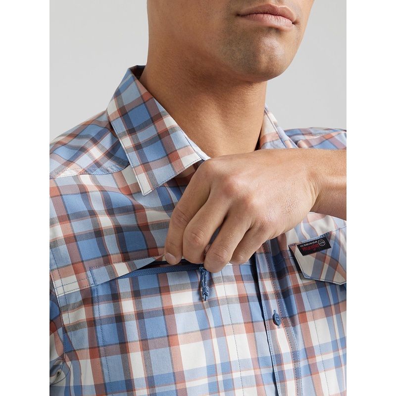 Wrangler Mens L Asymmetrical Zip Pocket Shirt – Rustic Plaid