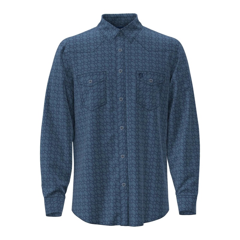 Wrangler Mens XLT George Strait Troubadour Long Sleeve Western Shirt – Star Blue