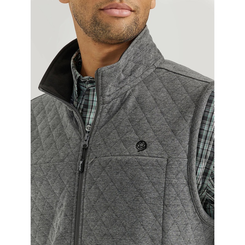 Wrangler Mens XXL George Strait Zip Front Solid Knit Vest – Charcoal