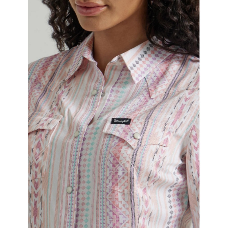 Wrangler Womens XXL Retro Aztec Pink Snap Shirt