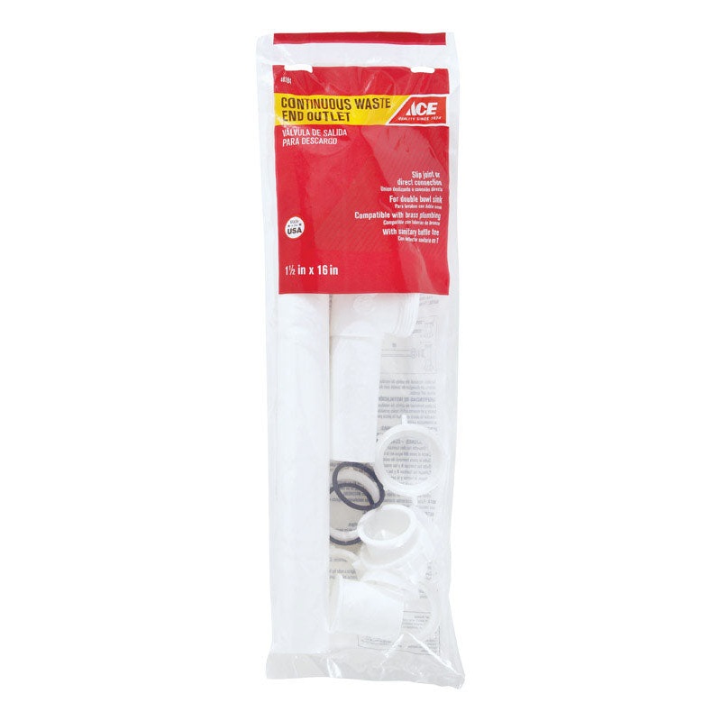 Ace 1-1/2 in. D X 16 in. L Plastic Continuous Waste Outlet