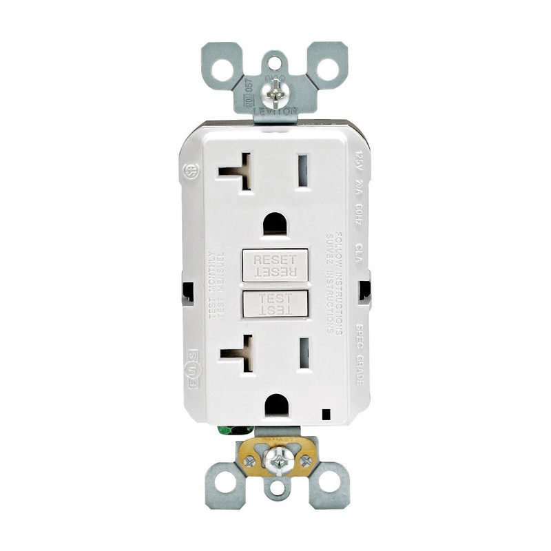 Leviton 20 amps 125 V Duplex White GFCI Outlet 5-20R 1 pk