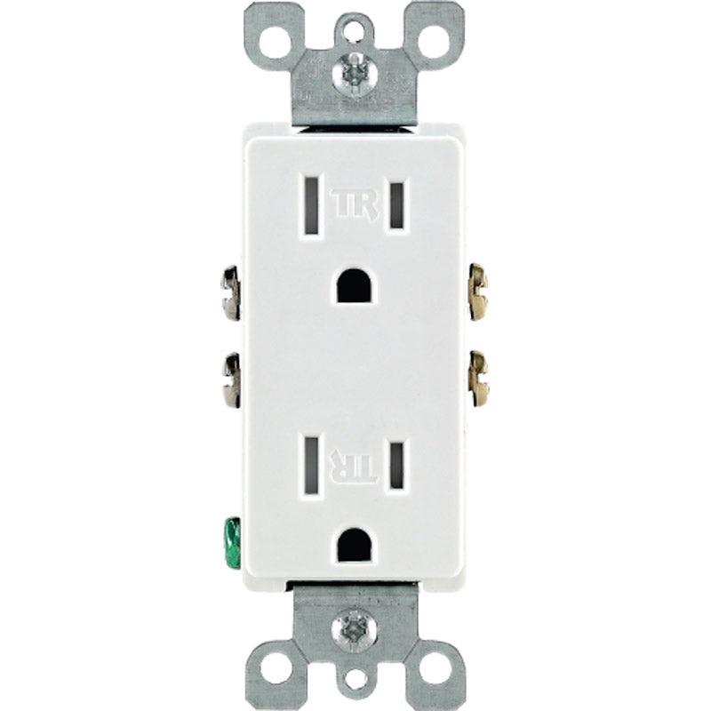 Leviton Decora 15 amps 125 V Duplex White Outlet 5-15R 1 pk
