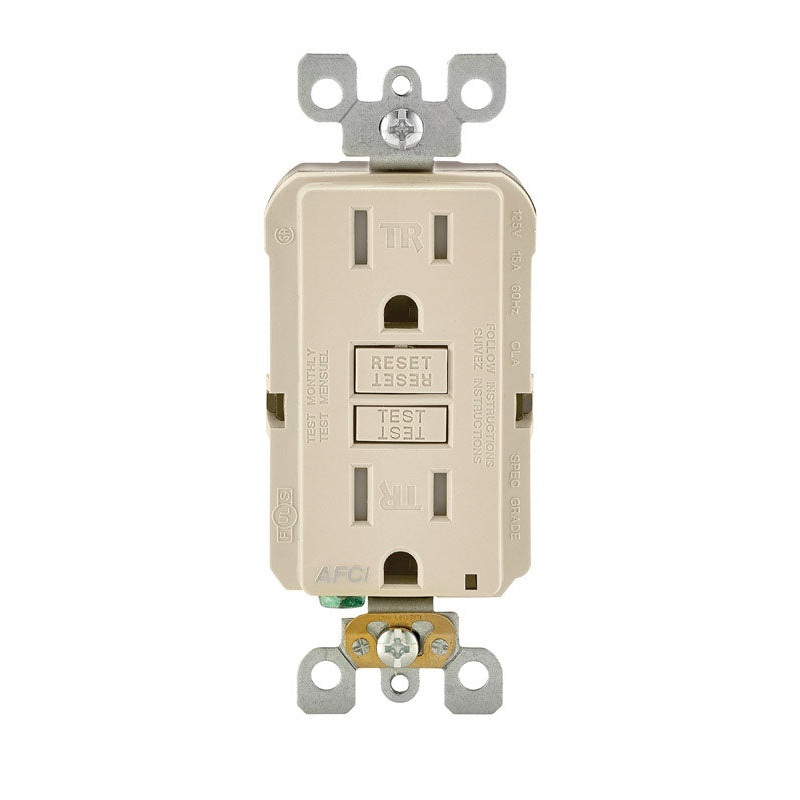Leviton SmartlockPro 15 amps 120 V Light Almond AFCI Outlet 5-15R 1 pk