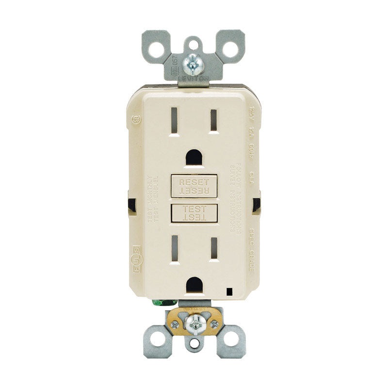 Leviton SmartlockPro 15 amps 125 V Duplex Light Almond GFCI Outlet 5-15R 1 pk