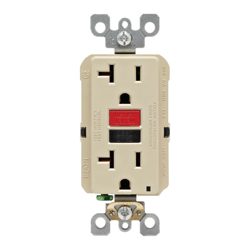 Leviton SmartlockPro 20 amps 125 V Duplex Ivory GFCI Outlet 5-20R 1 pk
