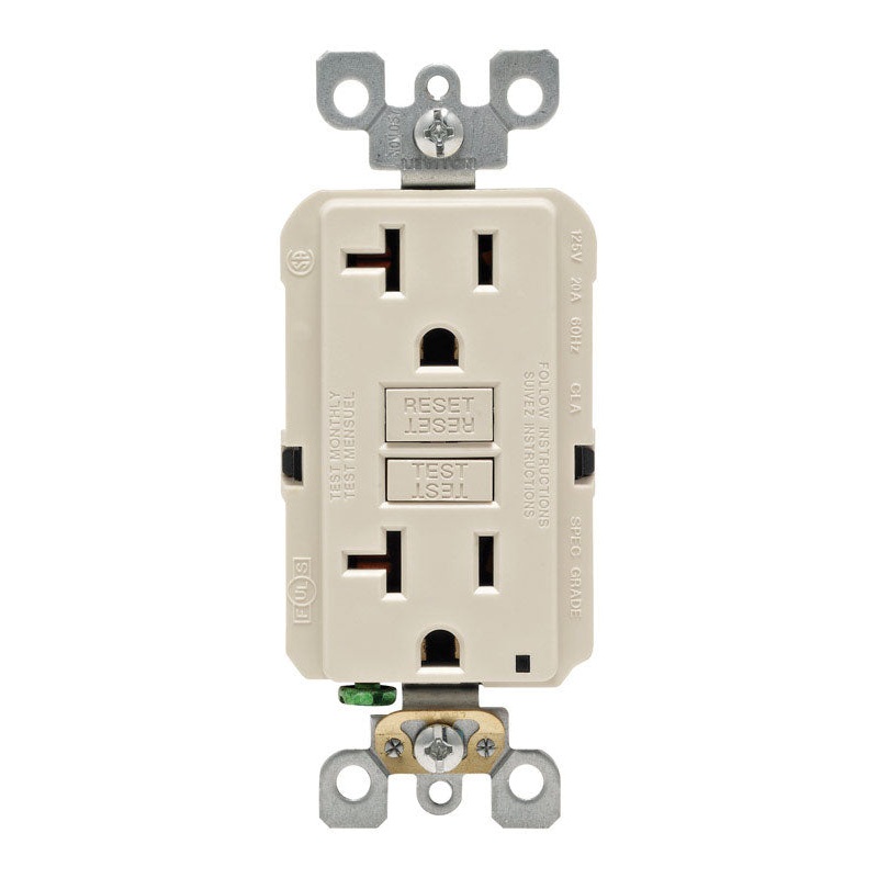 Leviton SmartlockPro 20 amps 125 V Duplex Light Almond GFCI Outlet 5-20R 1 pk