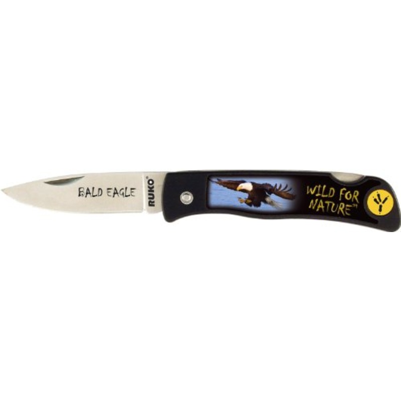 Ruko Bald Eagle Scene Wild for Nature Folding Knife with 2-1/2-Inch Blade