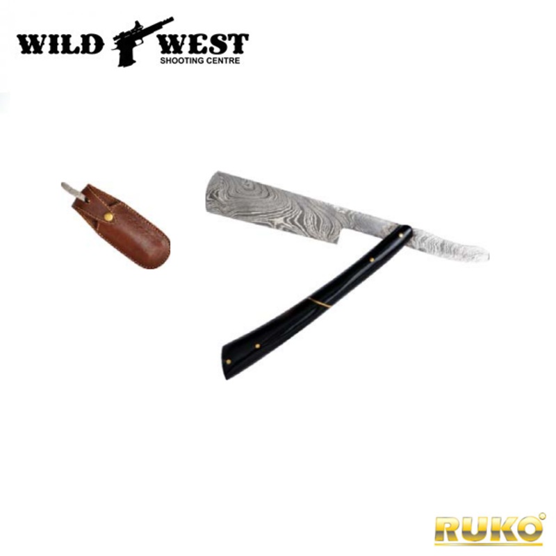 Ruko Damascus Straight Razor  Ox Horn
