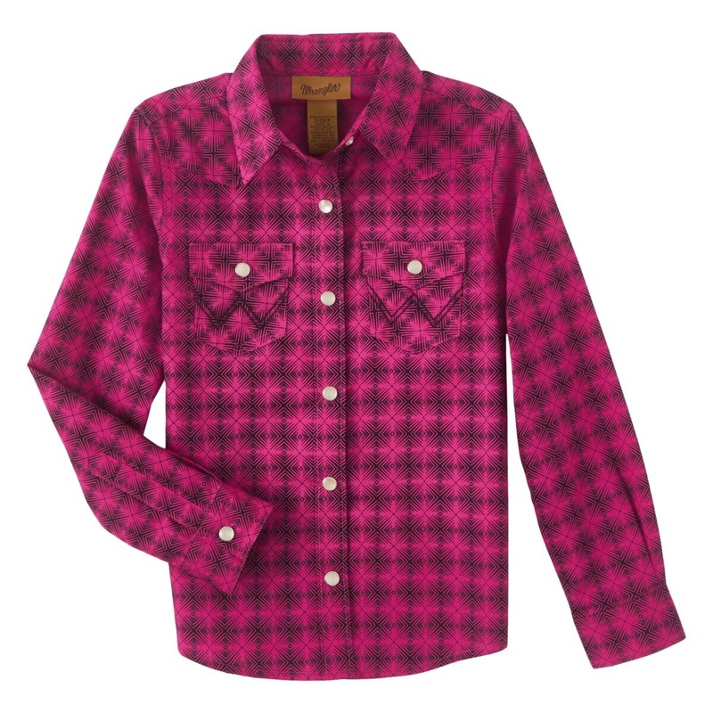 Wrangler Girls L Collard Geo Print Western Snap Shirt