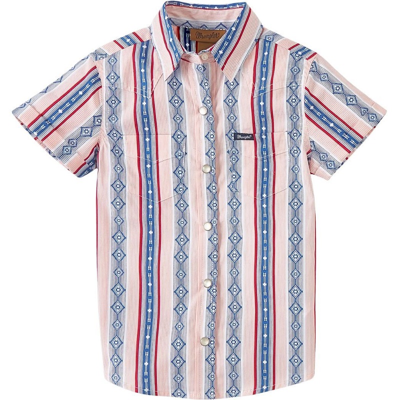 Wrangler Girls L Short Sleeve Printed Snap Shirt