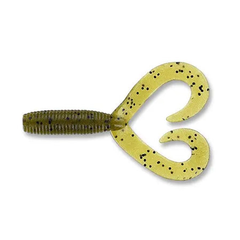 4 Double Tail Grub – Green Pumpkin with Black