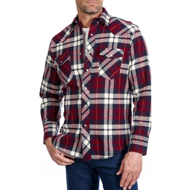 Wrangler Mens XLTPlaid Heavy Brushed Flannel Western Shirt