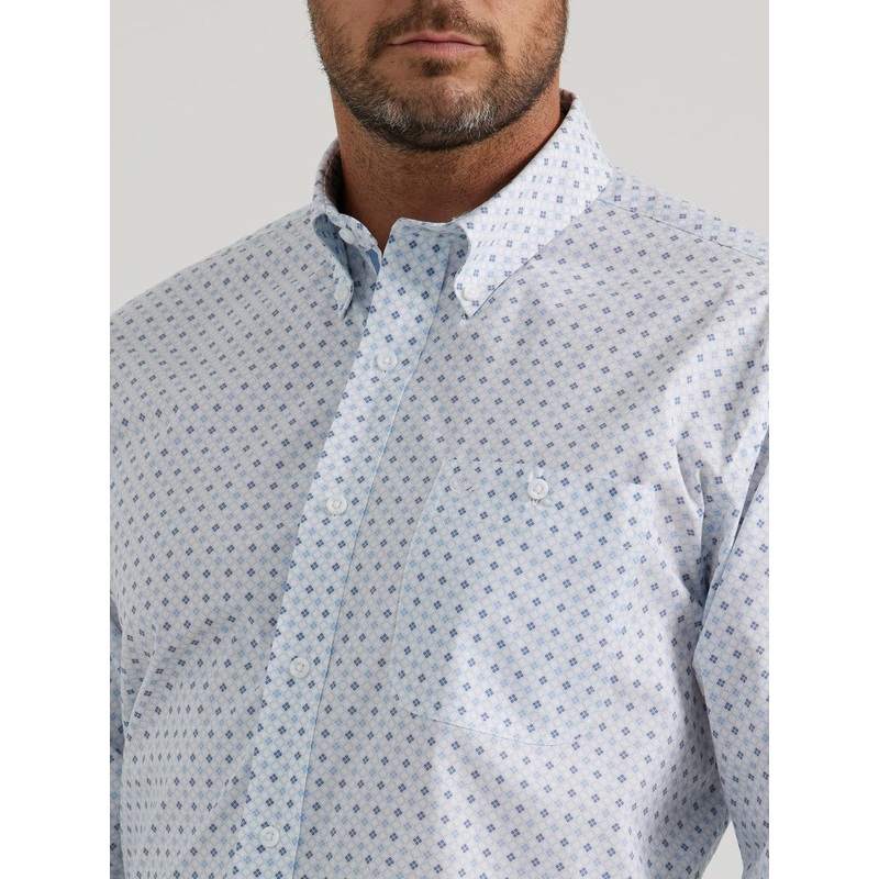 Wrangler Mens XXL George Strait Long Sleeve Button Down Shirt – Light Blue