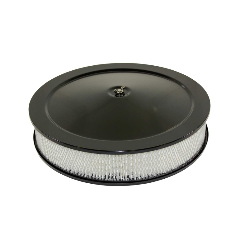 14 Muscle Car Style Black Steel Air Cleaner Kit with Flat Base