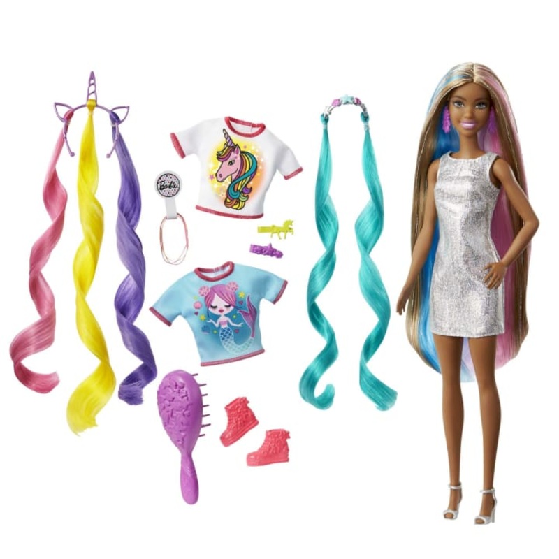 Barbie Fantasy Hair Fashion Doll – Colorful Brunette