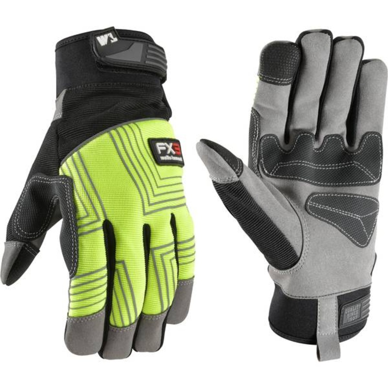 Wells Lamont Mens Hi Dex Synthetic Leather Hi Viz Glove – Medium