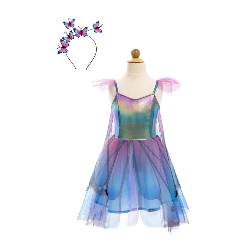 Blue Butterfly Twirl Dress with Wings & Headband – Size 3-4