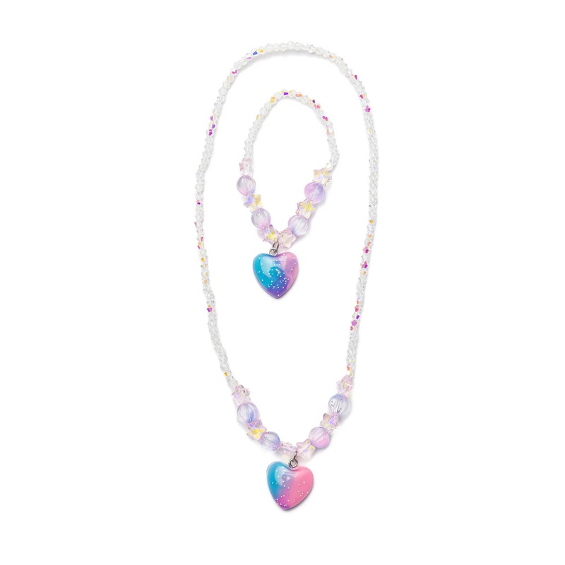 Galaxy Heart Necklace and Bracelet Set