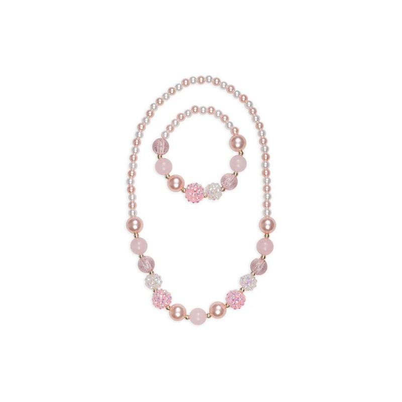 Pinky Pearl Necklace & Bracelet Set