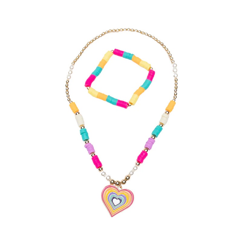 Rainbow Love Necklace Bracelet Set