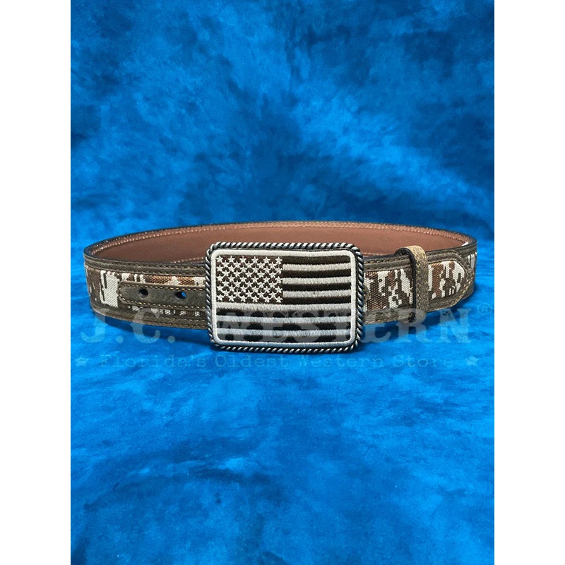 Mens 32 Ariat Belt with USA Flag Buckle