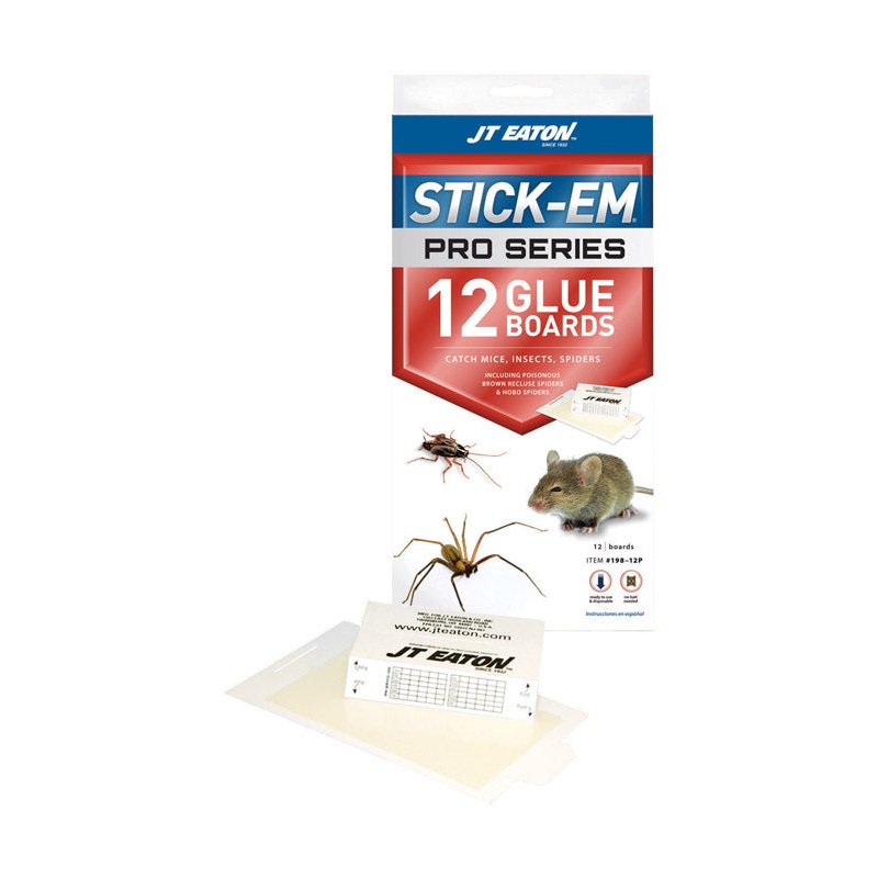 JT Eaton Stick-Em Pro Series Small Glue Board Trap For Insects/Mice/Spiders 12 pk