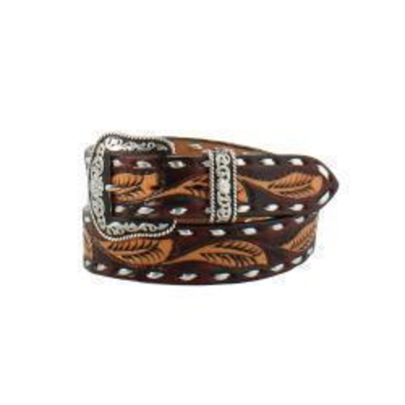 Angel Ranch Ladies Belt 1 1/2 Feather Foil Maroon L