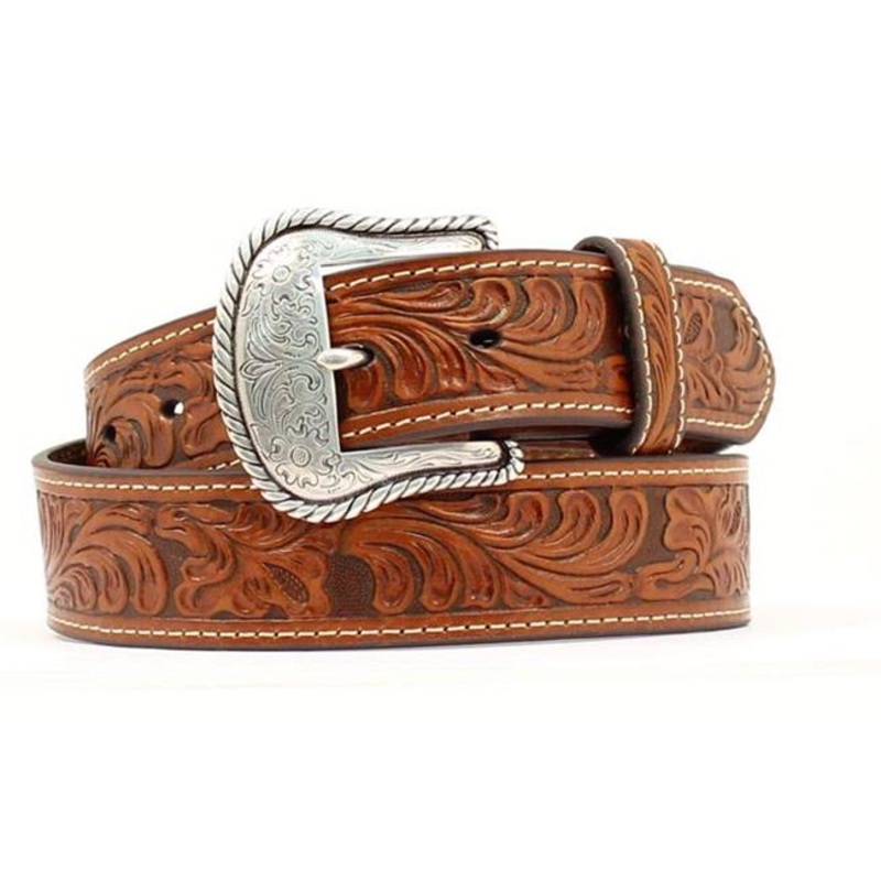 Nocona Belt Co Men’s Tooled Western Belt – Brown 42