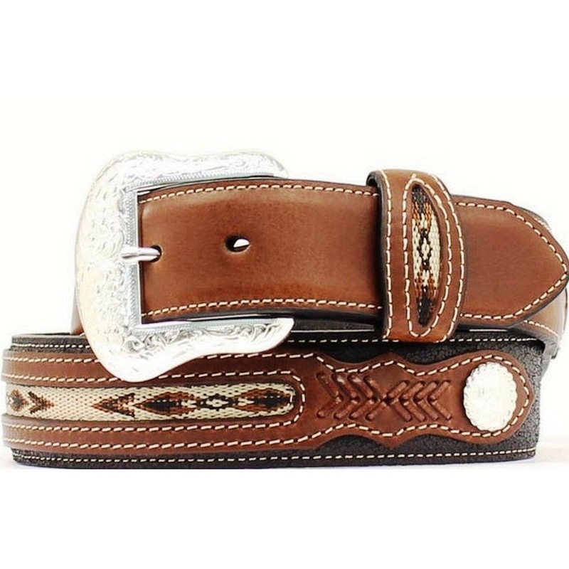Nocona Mens Top Hand Fabric Inset Belt Black 34