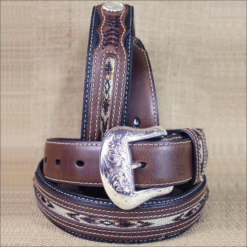 Nocona Mens Top Hand Fabric Inset Belt Black 40