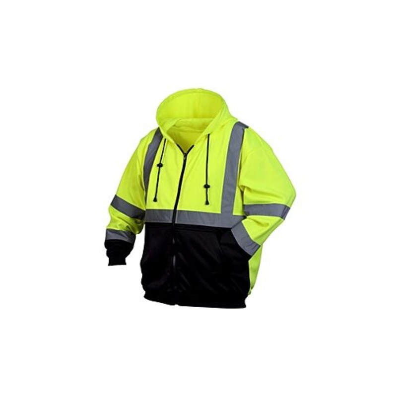 Pyramex RSZH3210X2 RSZH32 Series, Hi-Vis Lime Zipper Sweatshirt Size 2XL