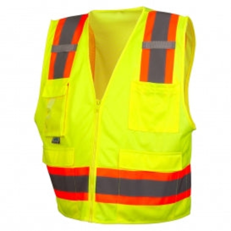Pyramex RVZ2410CP Type R Class 2 Two-Tone Surveyor Safety Vest with Clear Pocket Size L