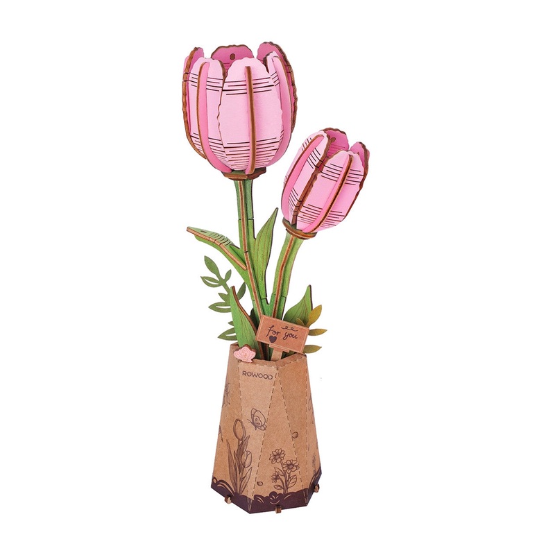 Rowood Wooden Flower Pink Tulip